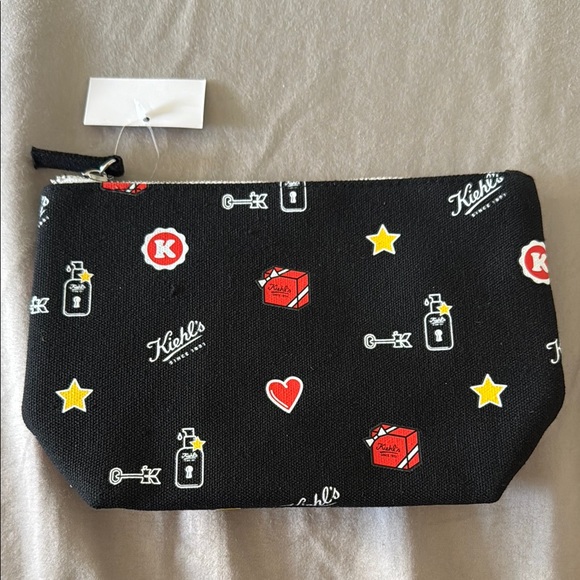 Kiehl's Black Pouch with Red and Yellow Icons - Picture 1 of 3